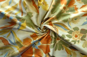 Ex Paul Smith Printed Floral Stretch Sateen Drill - Remnant 2.6M