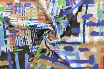 Lady McElroy Paint Brush Graphics - Navy - Remnant - 1m