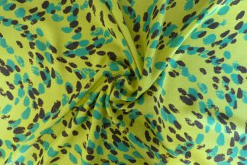 Lady McElroy Painted Pawprints - Lime - Viscose Challis Lawn Remnants