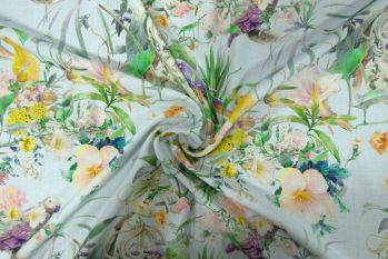 Lady McElroy Parrotdise - Sky Blue - Cerutti Lawn - Remnant - 3m