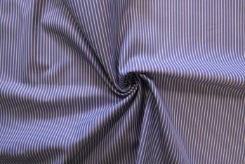 Deadstock Ex Designer Cotton Italian Yarn-Dyed Striped Shirting - Marine Navy/Ivory