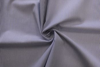 Deadstock Ex Designer Cotton Italian Yarn-Dyed Pinstripe Shirting - Sky/Ivory