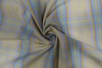 Ex Paul Smith Deadstock Designer 100% Cotton Tartan Style Shirting - Pastels Remnant - 2.8M