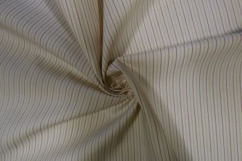 Ex Paul Smith Deadstock Designer 100% Cotton Stripe Shirting - Strawberry Red/Flax