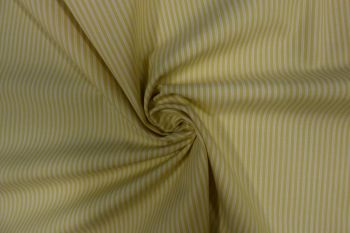 Ex Paul Smith Deadstock Designer 100% Cotton Stripe Shirting - Straw/White