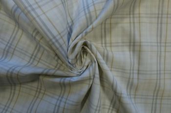 Ex Paul Smith Deadstock Designer Cotton Check Shirting - Cloud Grey/Woven Gold Remnant 2.6m