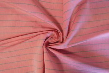 Ex Paul Smith Deadstock Designer Cotton Stripe Shirting - Raspberry/Grey