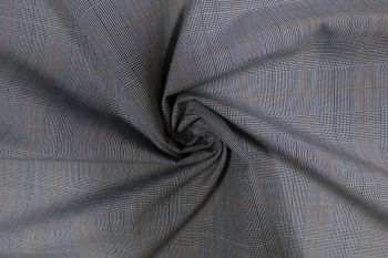 Ex Paul Smith Deadstock Designer 100% Cotton Tartan Style Shirting - Navy/Orange