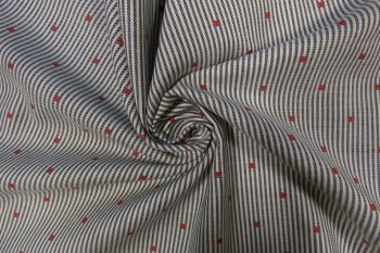 Ex Paul Smith Deadstock Designer 100% Cotton Embroidered Dobby Shirting - Black/Red