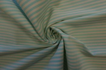Ex Paul Smith Deadstock Designer Cotton Stripe Shirting - Light Turquoise/Cream