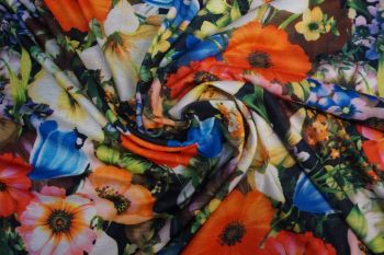 Ex Designer Vibrant Floral Print Stretch Jersey