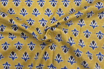 Lady McElroy Saffron Medallion - Ochre - Cotton Lawn Hand-Dyed Block Print