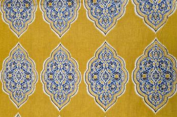 Lady McElroy Saffron Tile - Ochre - Cotton Lawn Hand-Dyed Block Print