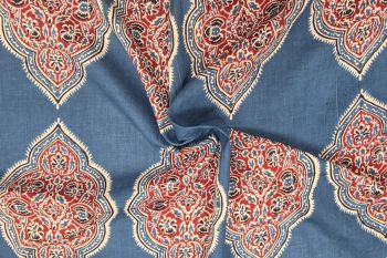 Lady McElroy Saffron Tile - Saxon Blue - Cotton Lawn Hand-Dyed Block Print