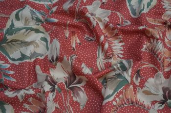 Lady McElroy Showering Vine - Salmon Pink Cotton Marlie-Care Lawn - Remnant - 3m