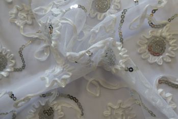 Embroidered Dress Net - White