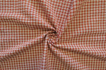 SW580 - Gingham Seersucker Check - Terracotta - Remnant - 1.3m
