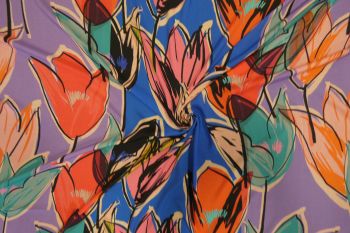 Lady McElroy Tulip Ballet - Blue- Viscose Challis Lawn - Remnant - 2m