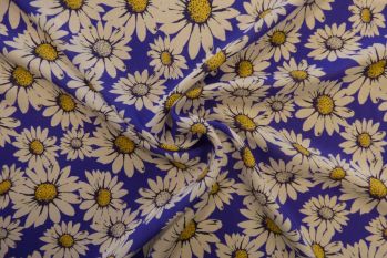 Lady McElroy We Are Sunflowers - Royal - Viscose Challis Lawn - Remnant - 3m