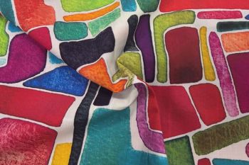 Lady McElroy - Stained Glass Blocks - Red - Cotton Pure Lawn