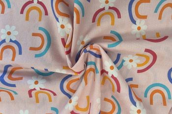 Lady McElroy - Retro Rainbow Daisy - Candy Pink - Cotton Pure Lawn