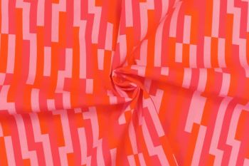 Lady McElroy - Graphic Maze - Coral & Rose - Cotton Pure Lawn