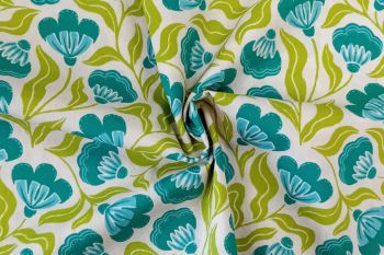 Lady McElroy - Lush Lime & Teal Botanicals - Cotton Pure Lawn