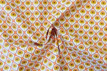Lady McElroy - Atomic Bud - Orange & Olive - Cotton Pure Lawn
