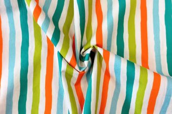 Lady McElroy - Artisanal Ribbon Stripe - Teal & Tangerine - Cotton Pure Lawn