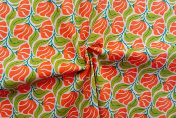 Lady McElroy - Mod Orange & Sage Waves - Cotton Pure Lawn