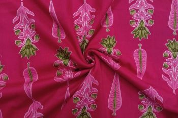 Lady McElroy Cypress Botanics - Magenta - Cotton Lawn Hand-Dyed Block Print