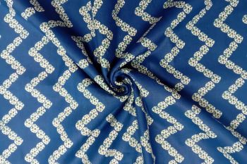 Lady McElroy Coastal Chevron - Ink Blue - Cotton Lawn Hand-Dyed Block Print