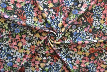 floral black chambray