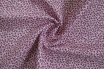 Deadstock Ex Designer Cotton Brushed Twill - Vintage-Style Floral - Fuchsia/Ivory