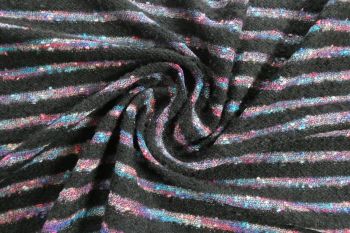 Deadstock Ex Hobbs Knitted Bobble Boucle - Black/Rainbow Stripe