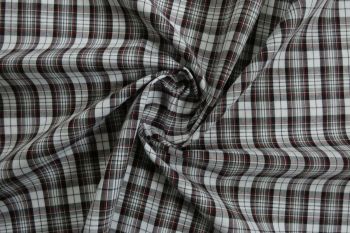 Deadstock Ex Designer Cotton Lawn  Tartan Plaid Check - Navy/Red/White