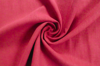 Deadstock Ex Hobbs Washed Linen Chambray Plain - Ruby Red