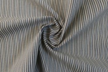 Deadstock Ex Paul Smith Cotton Yarn-Dyed Canvas Narrow Stripe Shirting - Cream/Grey