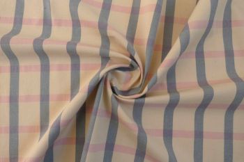 Deadstock Ex Paul Smith Cotton Yarn-Dyed Lightweight Canvas Check In Natural/Light Pink/Denim Blue