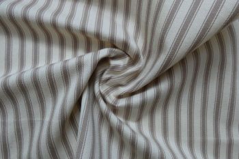 Deadstock 100% Cotton Drill Ticking Stripe - Taupe