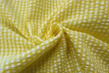 Deadstock Ex Designer Seersucker Small Gingham Check - Yellow